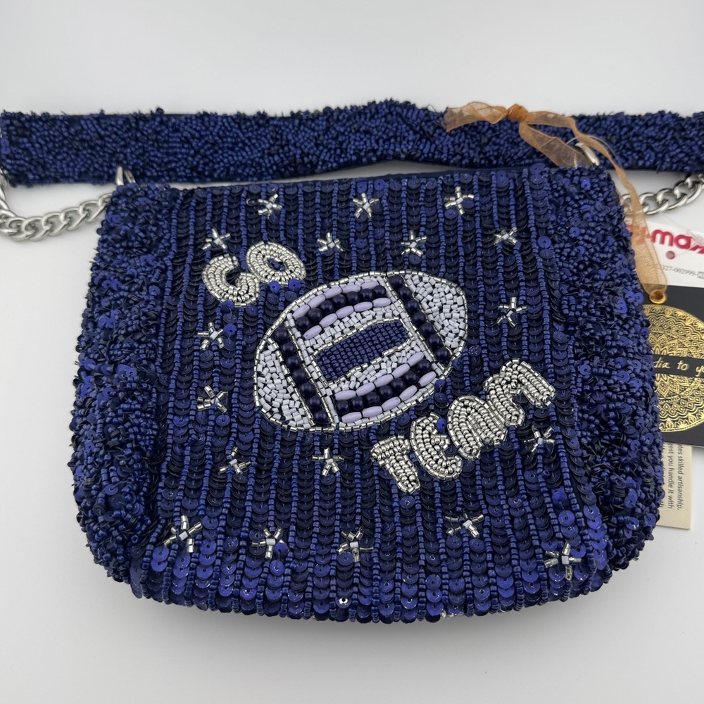 Viral TikTok Beaded Bag Blue Go Team with Silver Accents New with Tags TJ Maxx